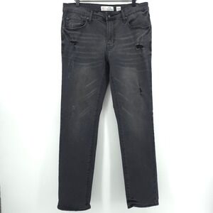 MBX Mens Jeans Slim Straight 32x32 Black Distressed Premium Denim Goods